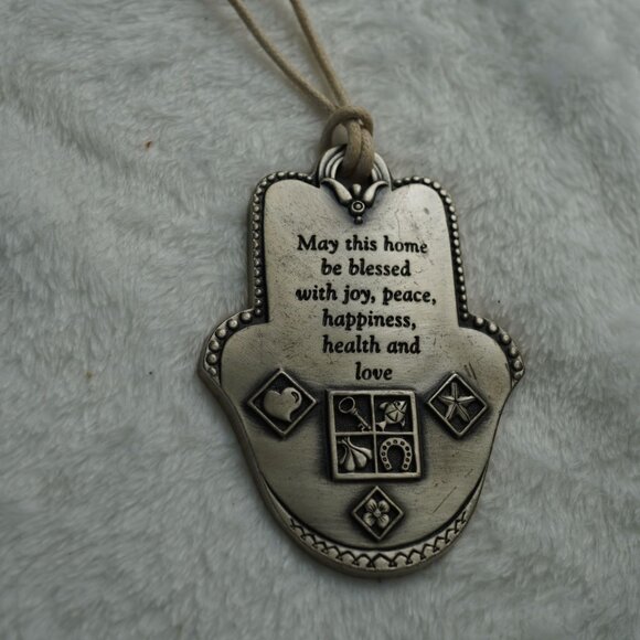Danon Silver Hamsa Hand Wall Hanging with Blessing - Picture 2 of 3